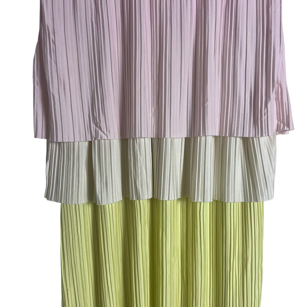 BOSS Hugo Boss Emanis Colorblock Layered Pink Yellow Sleeveless Dress Size Small - Picture 9 of 16
